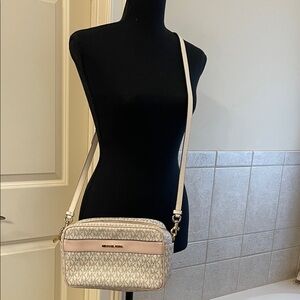 Michael Kors Beige and Blush Crossbody Bag